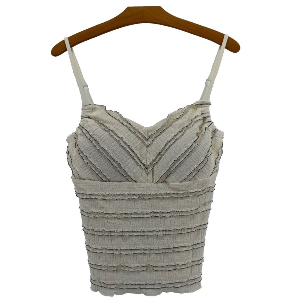 Umgee Ivory Ruffle Cami Women Sleeveless Boho Textured Tank Top Medium NWT